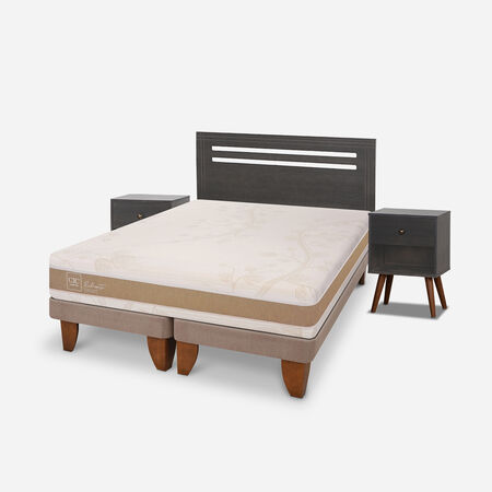 Cama Europea 2 Plazas Rilassati Infinity Set M&uacute;nich Gris