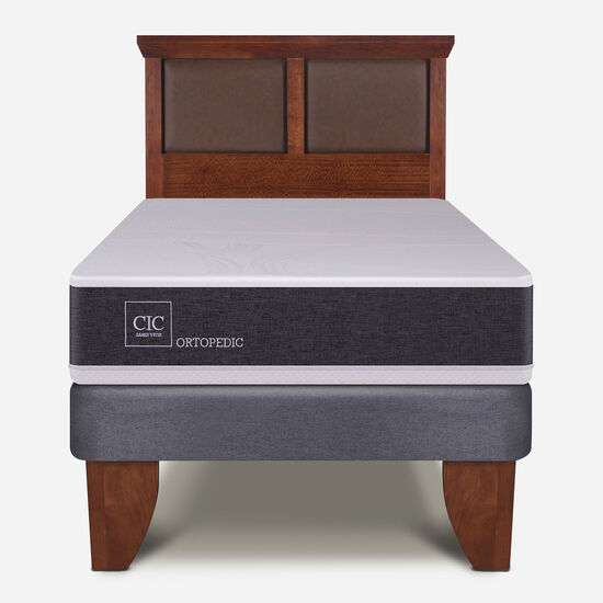 Cama Europea 1.5 Plazas Ortopedic + Respaldo Torino Caramel