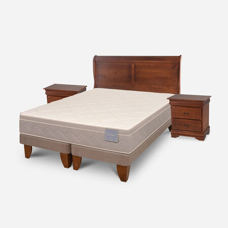Cama Europea 2 Plazas Rilassati Base Dividida + Set Mir&oacute; Caramel