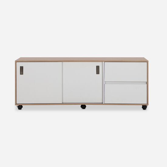 Rack Nash Con Ruedas 2 Puertas 2 Cajones Olmo Blanco