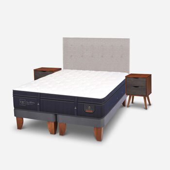 Cama Europea 2 Plazas Super Premium Base Dividida + Set Tigris