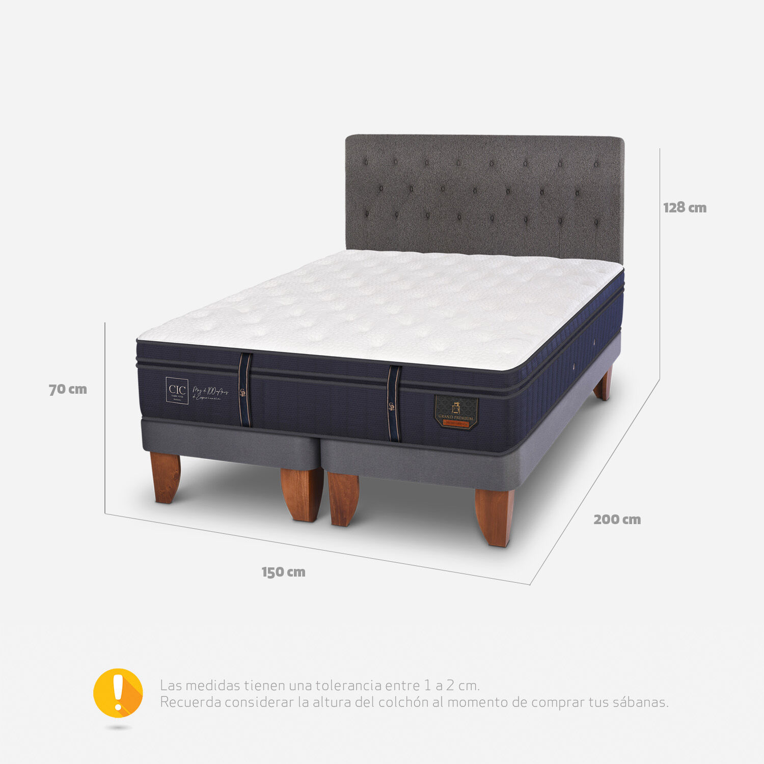 Cama Europea King Grand Premium + Respaldo Kavery