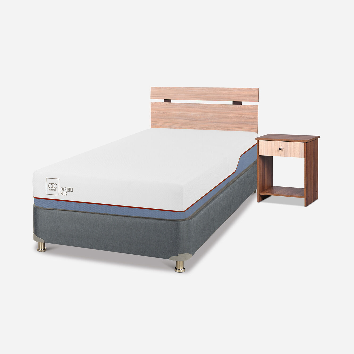 Cama Americana 1,5 Plazas Excellence Plus + Set Olmo
