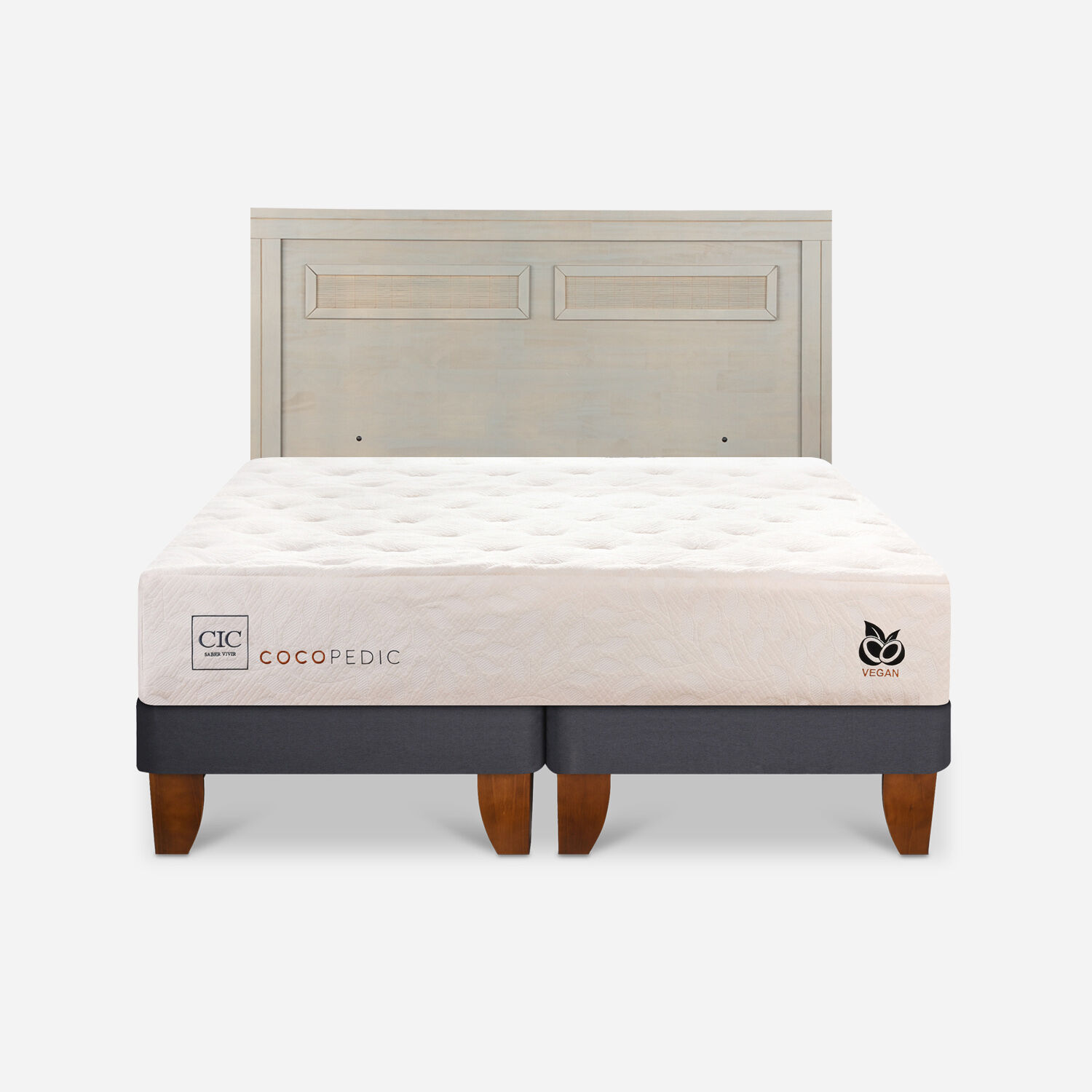 Cama Europea 2 Plazas Cocopedic Base Dividida + Respaldo Mil&aacute;n Alpino