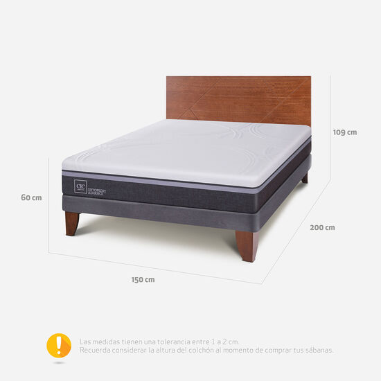 Cama Europea 2 Plazas Base Normal Ortopedic Advance + Respaldo Villarrica