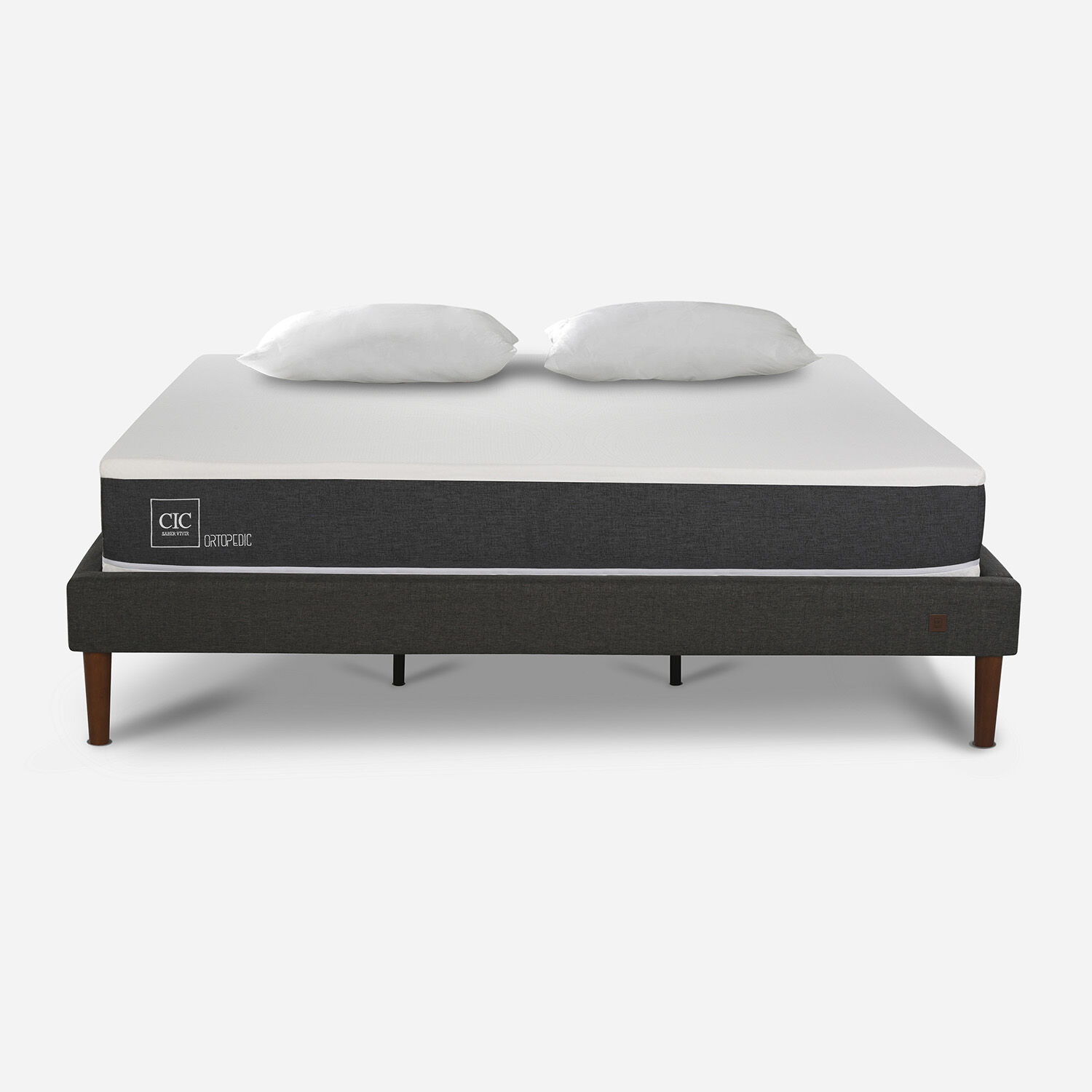Cama Europea Curve King Ortopedic + Almohadas Viscoel&aacute;sticas
