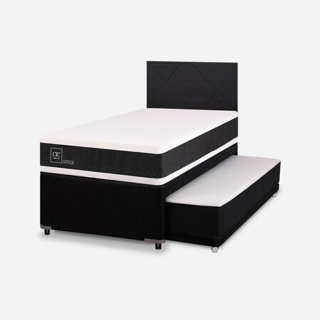 Cama Nido Diván Ortopedic + Respaldo Villarrica Negro