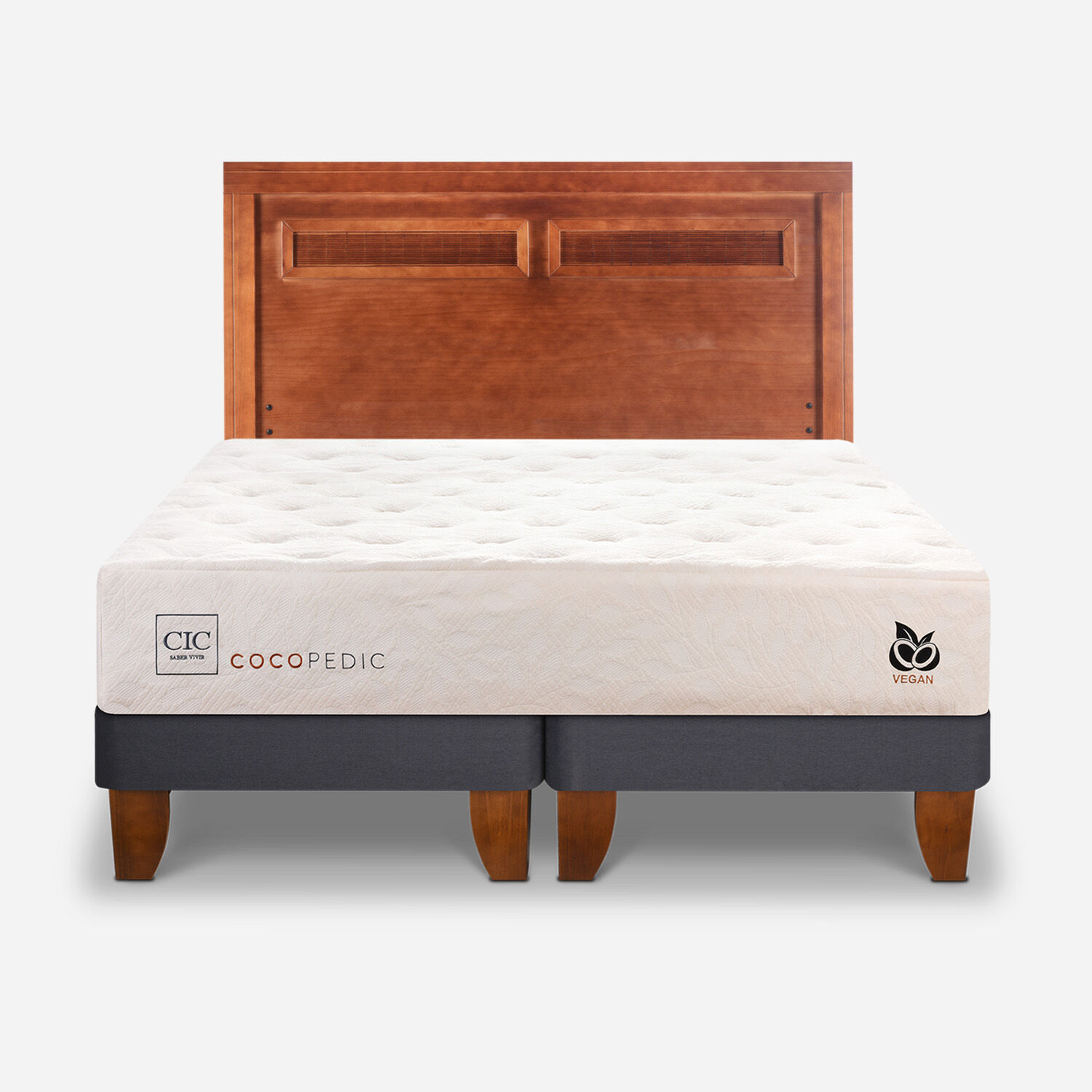 Cama Europea King Cocopedic + Respaldo Mil&aacute;n Caramel