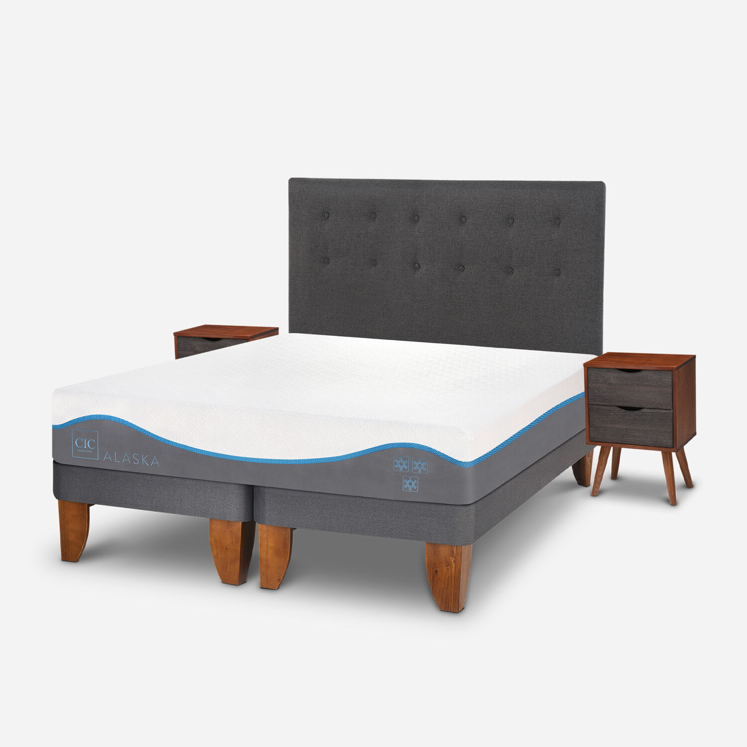 Cama Europea 2 Plazas Alaska Base Dividida + Set &Eacute;ufrates