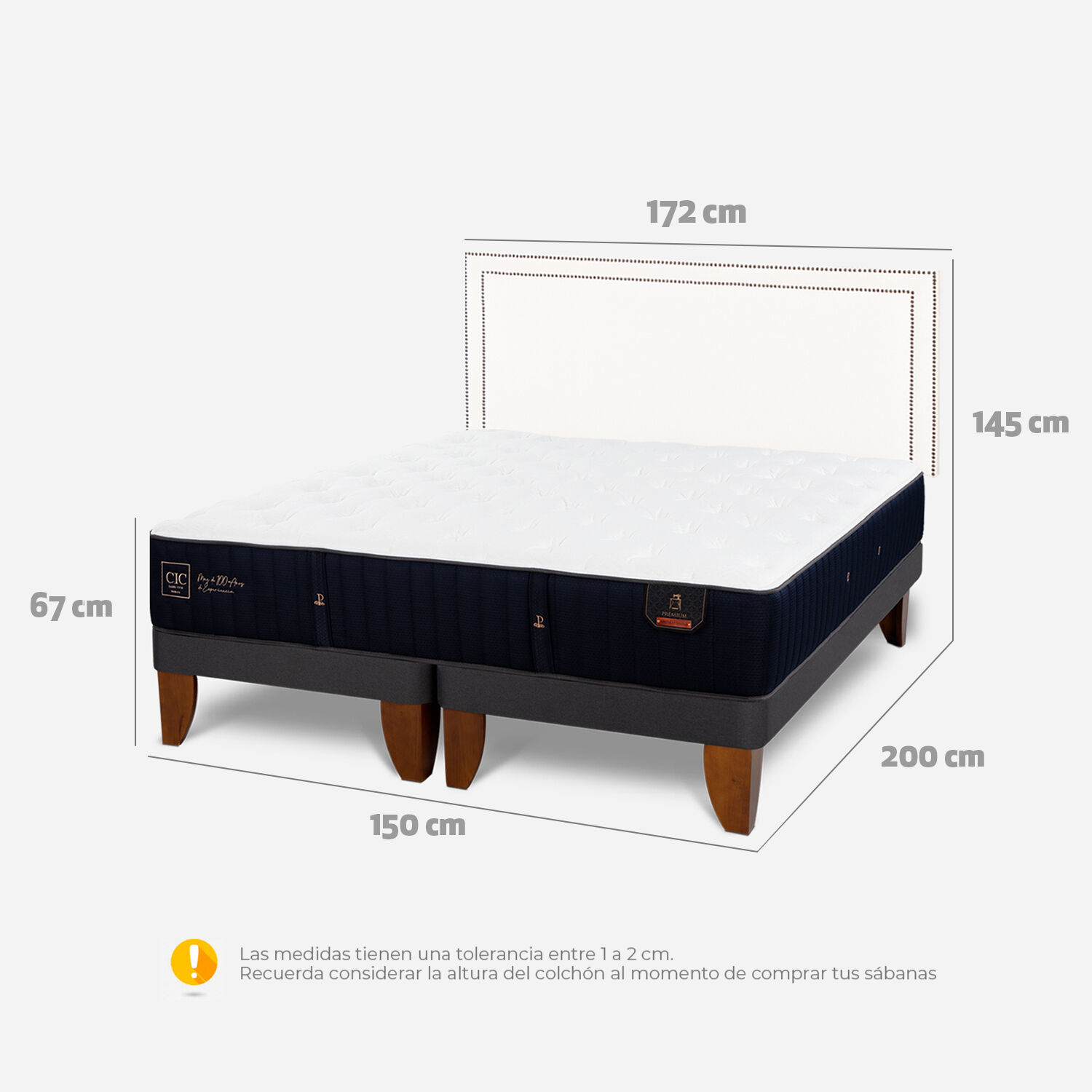 Cama Europea 2 Plazas Premium Respaldo Danubio