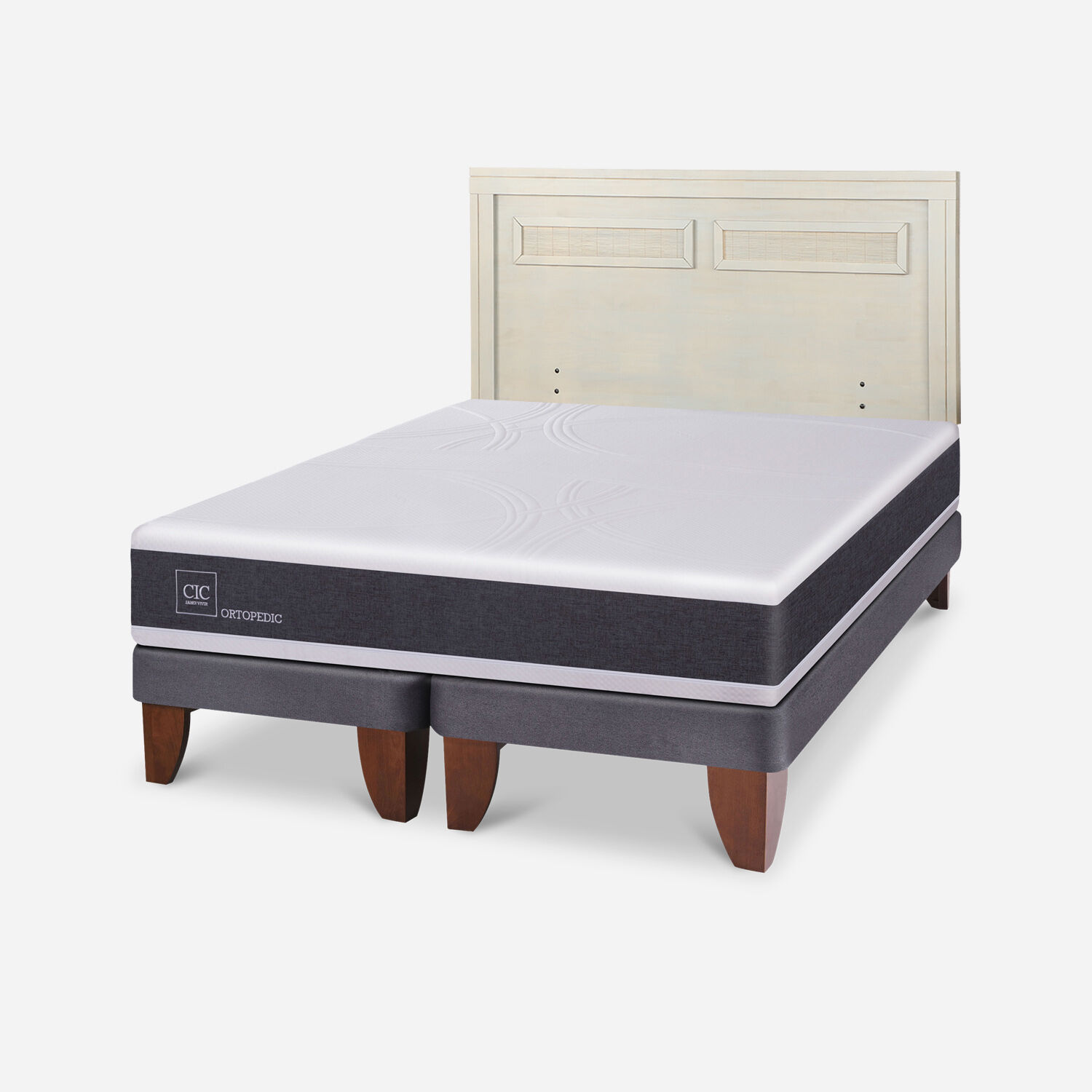 Cama Europea 2 Plazas Ortopedic Base Dividida + Respaldo Mil&aacute;n Alpino