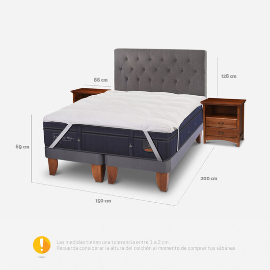 Cama Europea 2 Plazas Base Dividida Super Premium + Set Kaveri + Topper