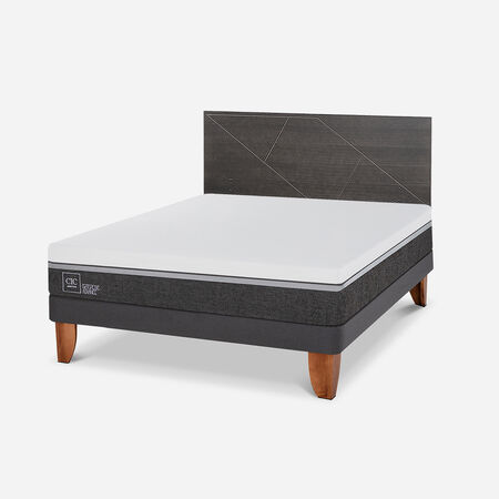 Cama Europea 2 Plazas Ortopedic Advance Base Normal + RespaldoVillarrica Gris