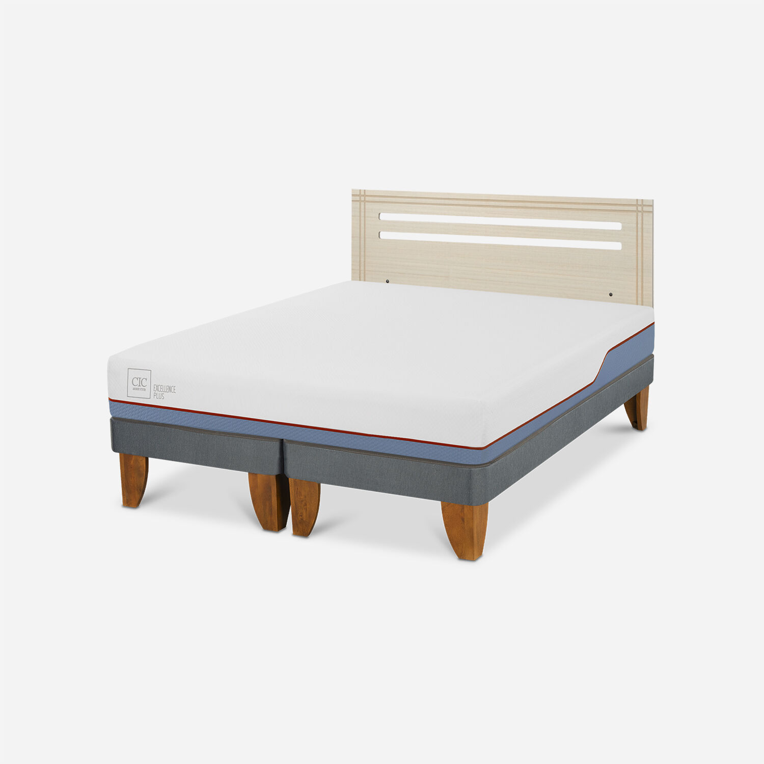 Cama Europea 2 Plazas Excellence Plus Base Dividida + Respaldo Múnich Alpino