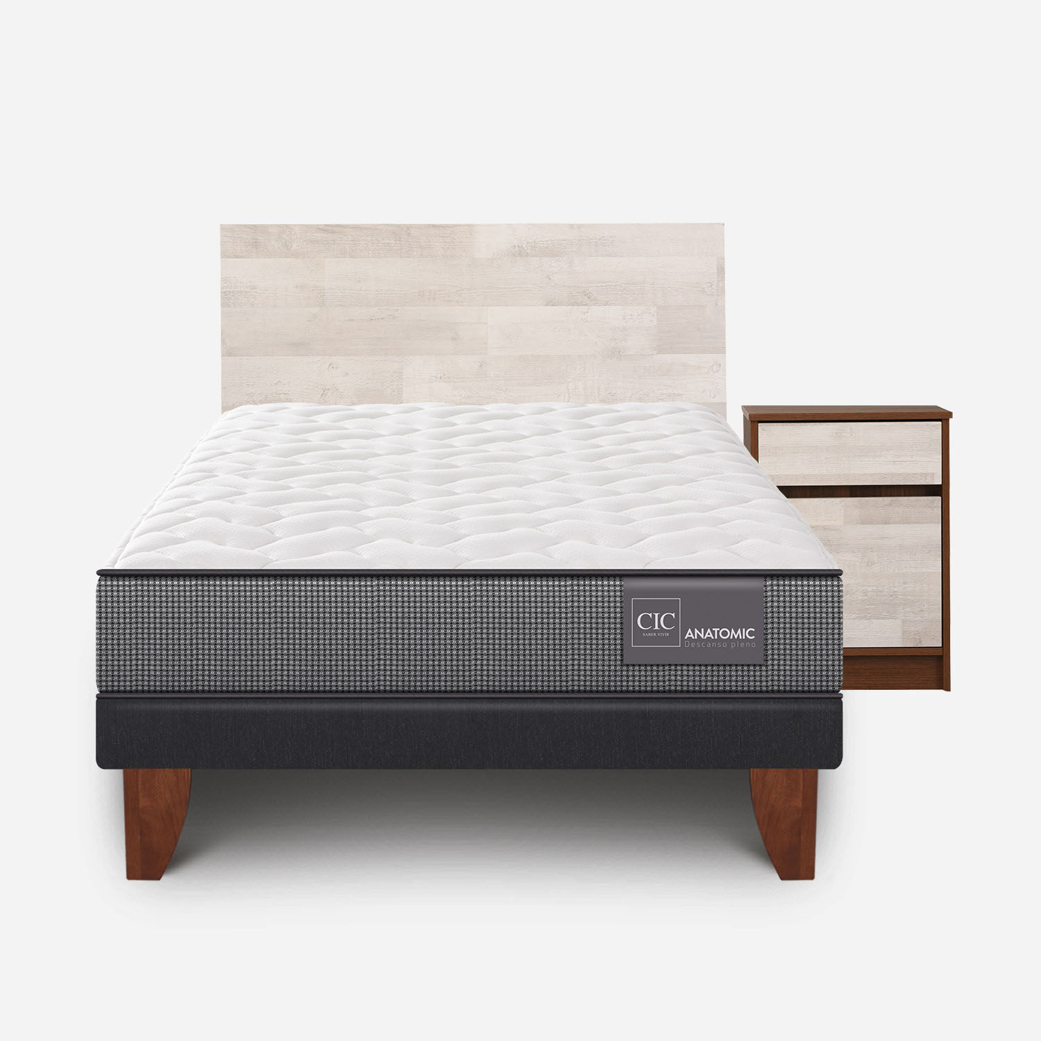 Cama Europea 1,5 Plazas Anatomic + Set Legno