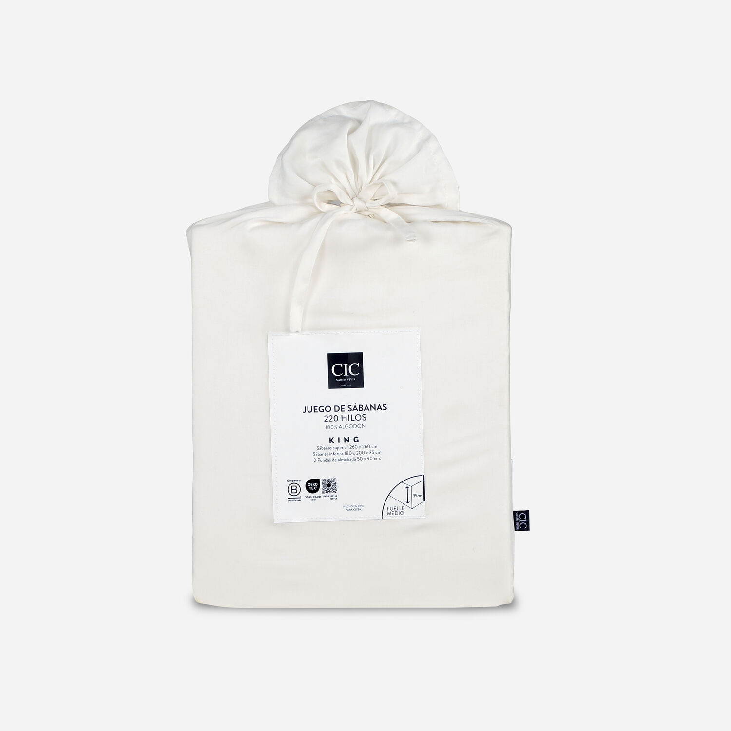 S&aacute;banas King 220 Hilos Lisa Blanco