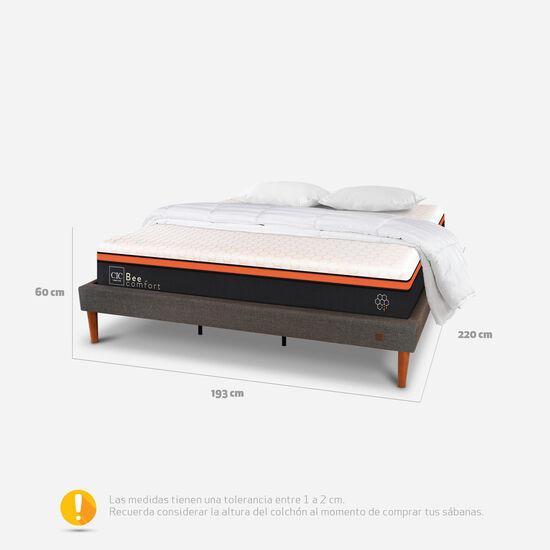 Cama Europea Curve King Bee Comfort + Almohadas + Plumón
