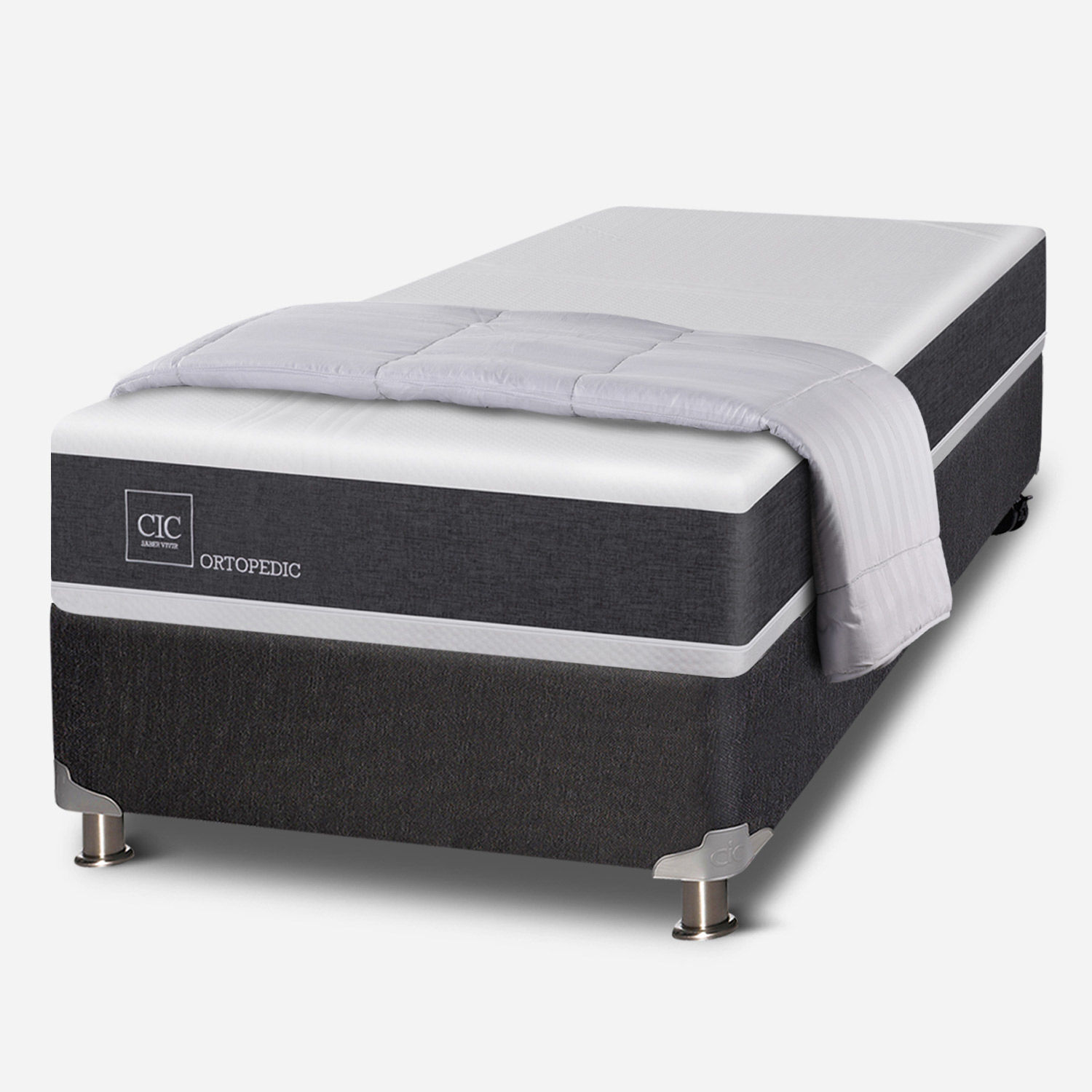 Box Spring 1,5 Plazas Ortopedic 5 Zonas + Plum&oacute;n