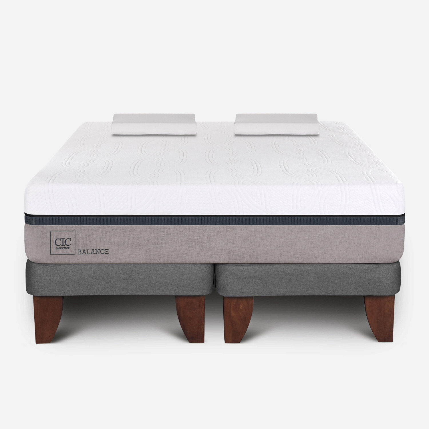 Cama Europea 2 Plazas Balance Base Dividida + Almohadas Viscoel&aacute;sticas