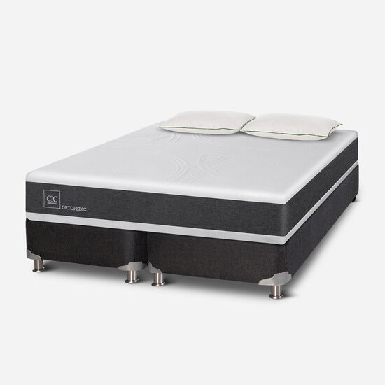Box Spring 2 Plazas Ortopedic 5 Zonas + Almohadas Down Alternative