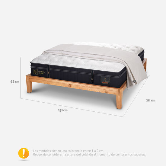 Cama Oak King Grand Premium + Plumón 100% Pluma Ganso