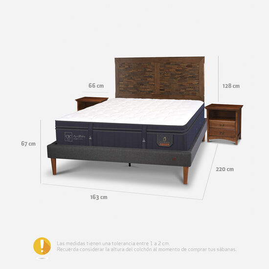 Cama Europea Curve 2 Plazas Super Premium + Set Antique