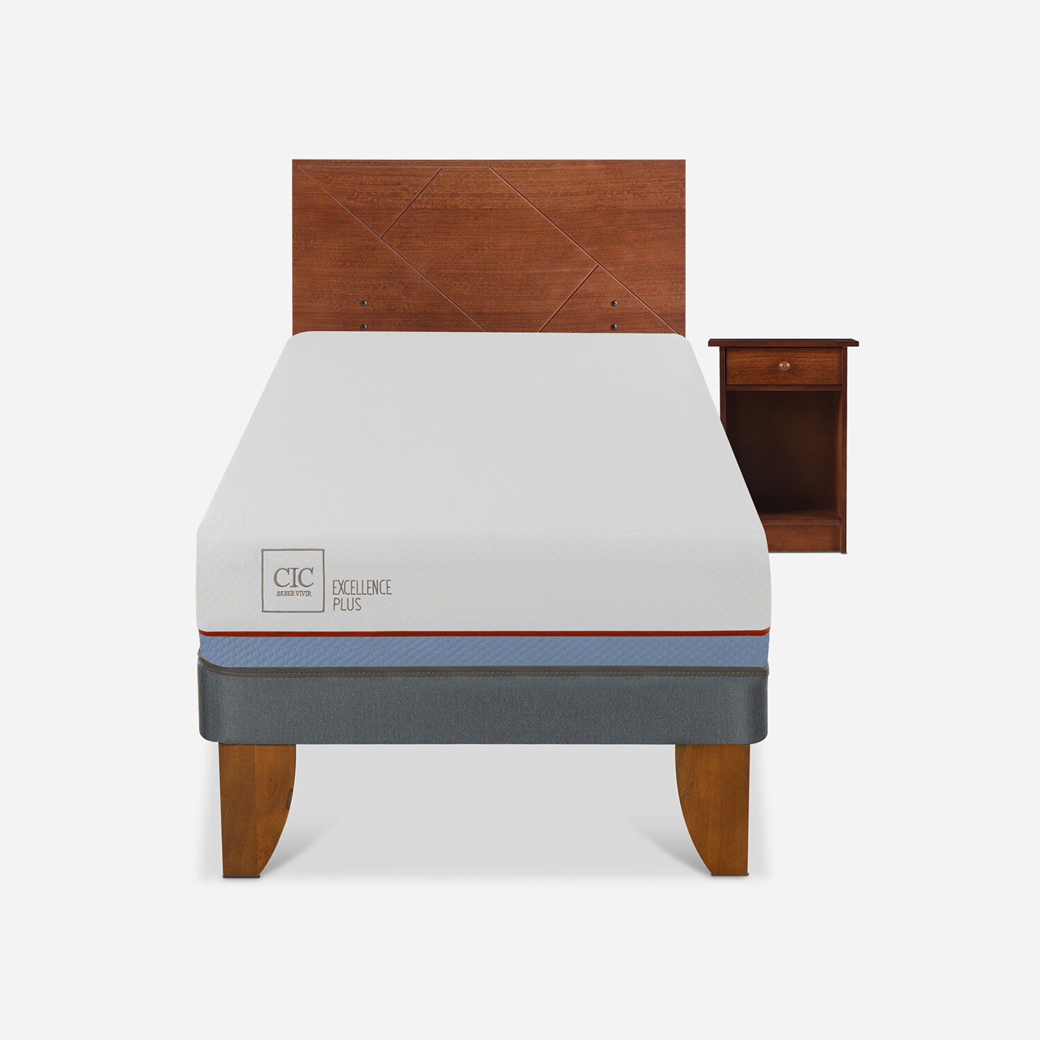 Cama Europea 1 Plaza Excellence Plus + Set Villarrica
