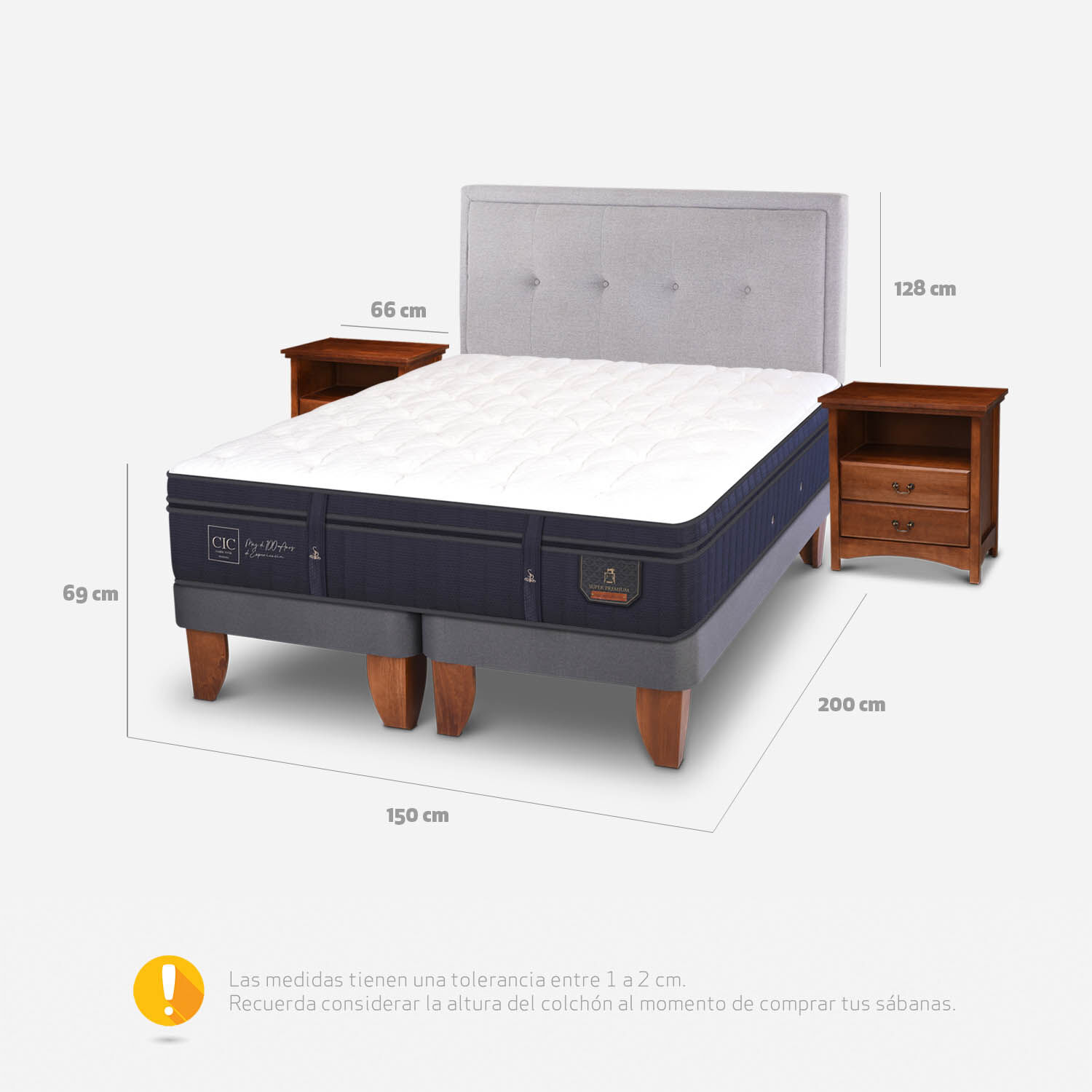 Cama Europea 2 Plazas Super Premium Base Dividida + Set Ganges