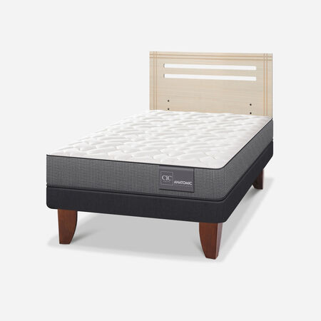 Cama Europea 1,5 Plazas Anatomic + Respaldo Múnich Alpino