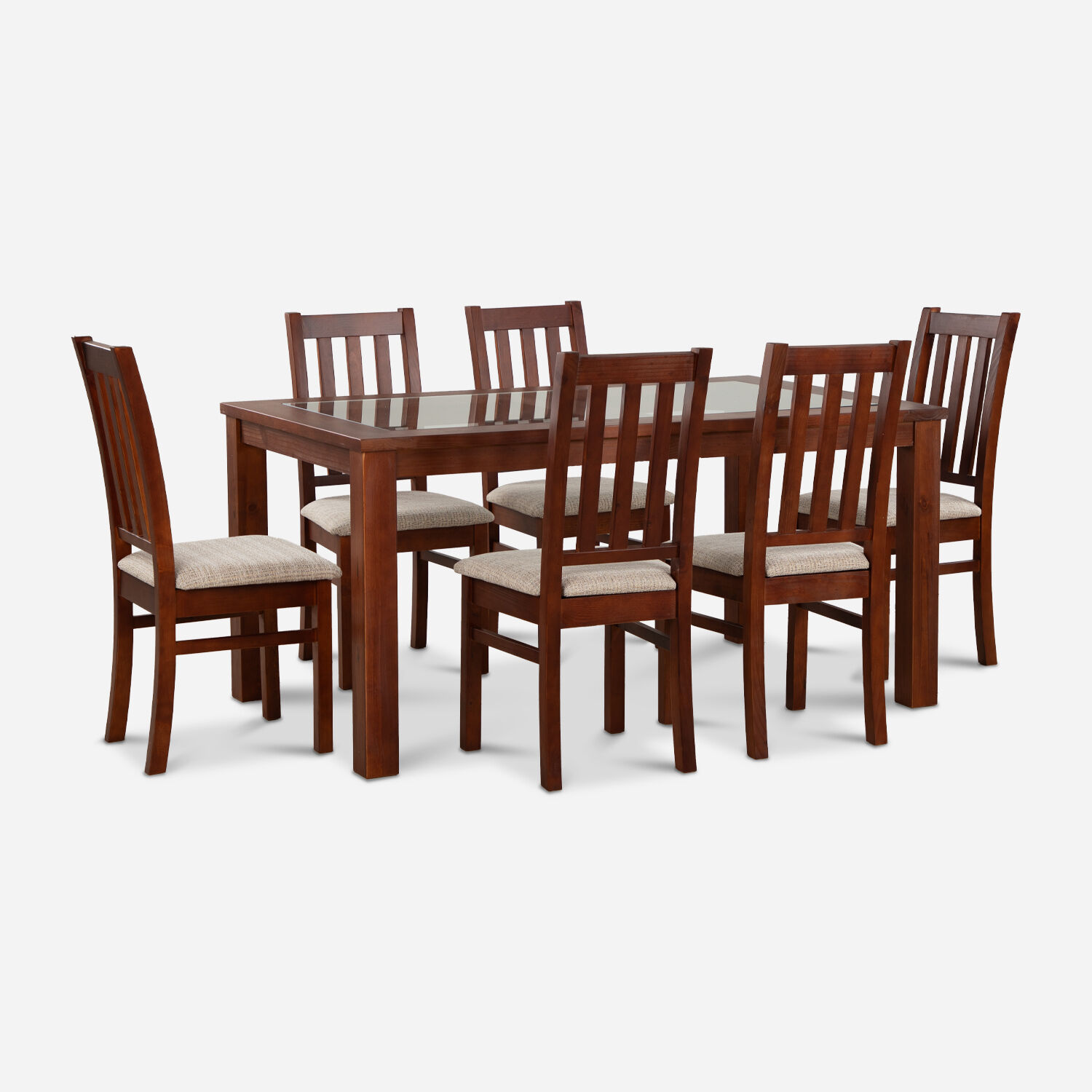 Comedor de Vidrio 6 Sillas Ñuble Caramelo - Beige