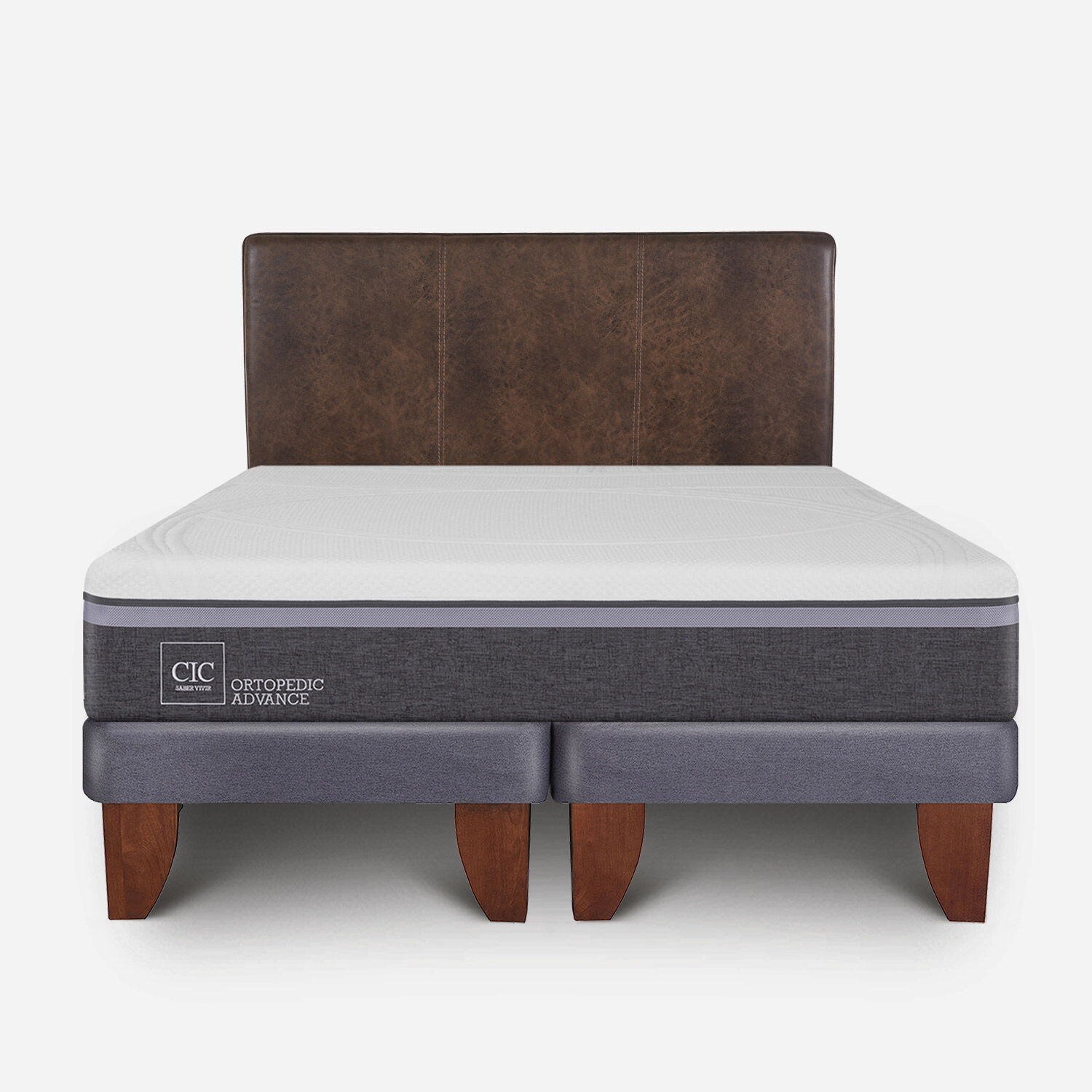 Cama Europea King Ortopedic Advance + Respaldo Baker