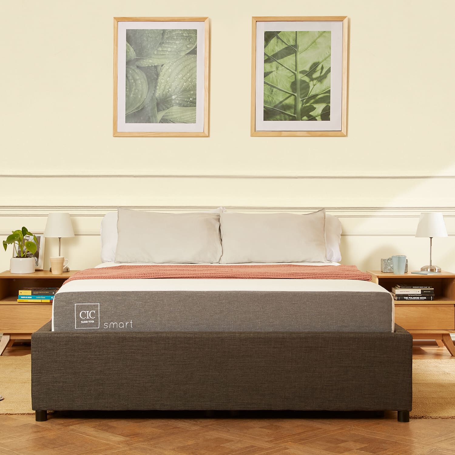 Cama Space Box 2 Plazas Smart + Velador Torino Caramel 
