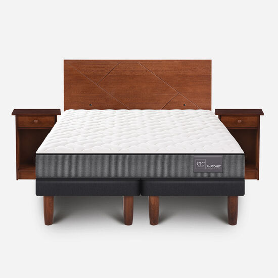 Cama Europea 2 Plazas Anatomic Base Dividida + Set Villarrica