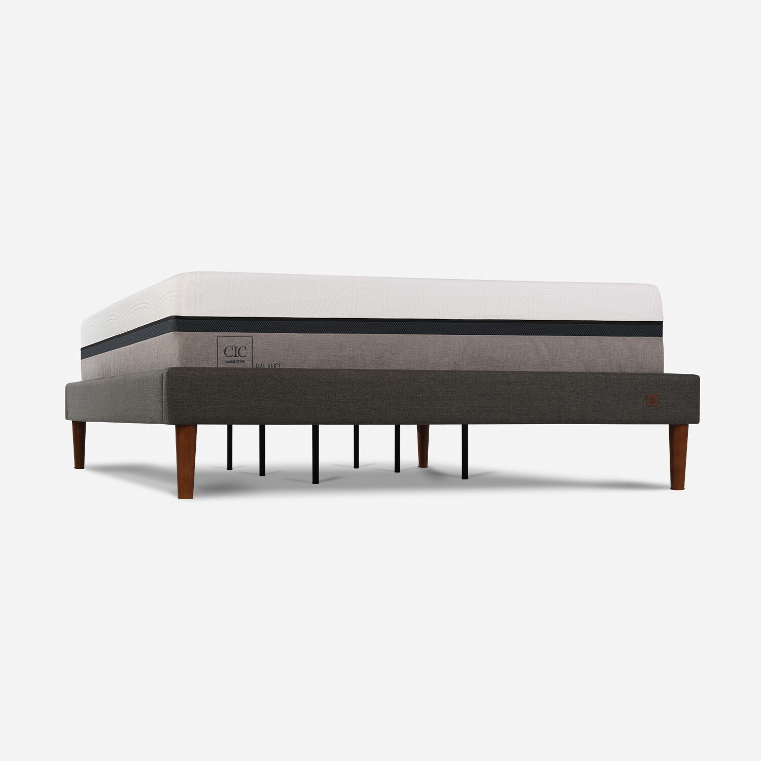 Cama Europea Curve King Balance + Sabanas + Plum&oacute;n + Almohadas