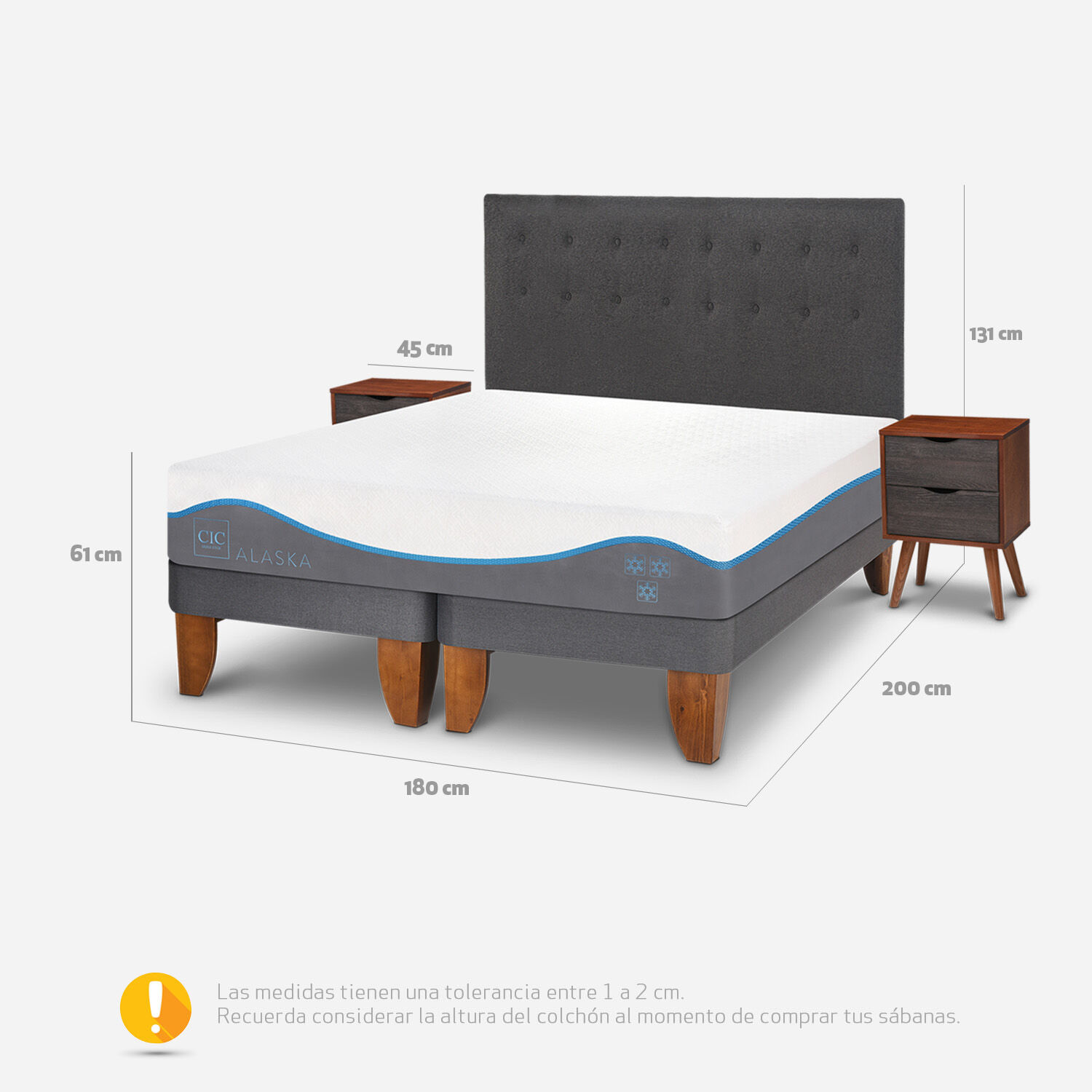 Cama Europea King Alaska + Set Éufrates