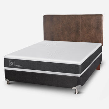 Box Spring 2 Plazas Ortopedic Base Normal 5 Zonas + Respaldo Baker