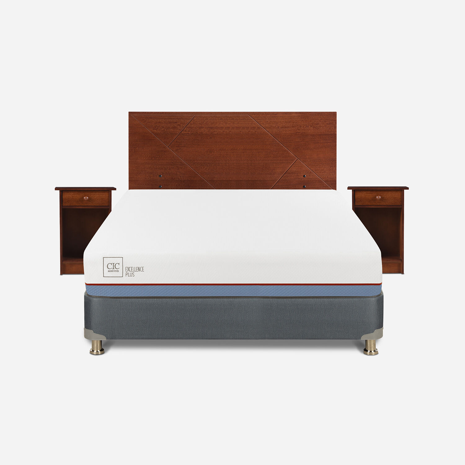 Cama Americana 2 Plazas Excellence Plus Base Normal + Set Villarrica