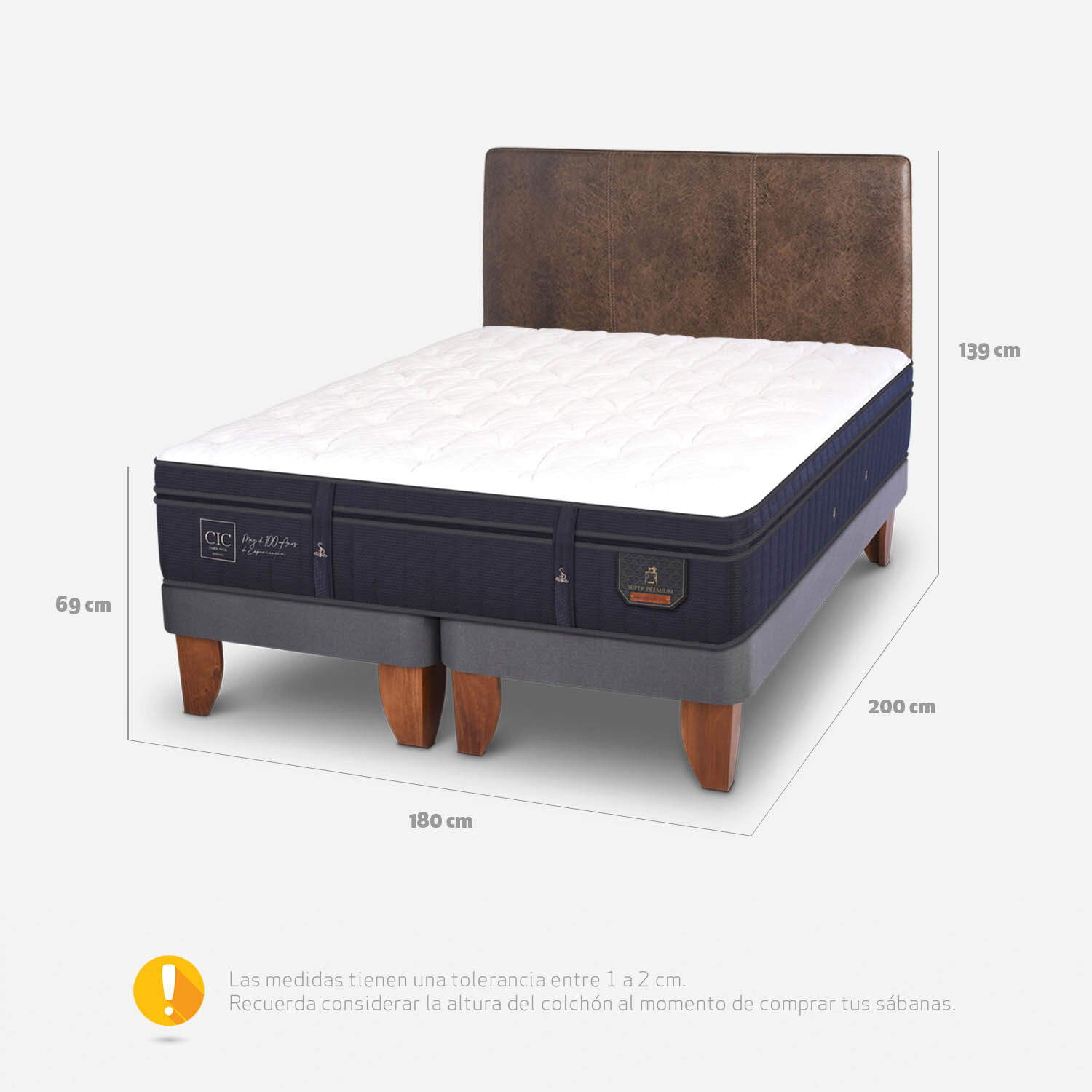 Cama Europea King Super Premium + Respaldo Baker