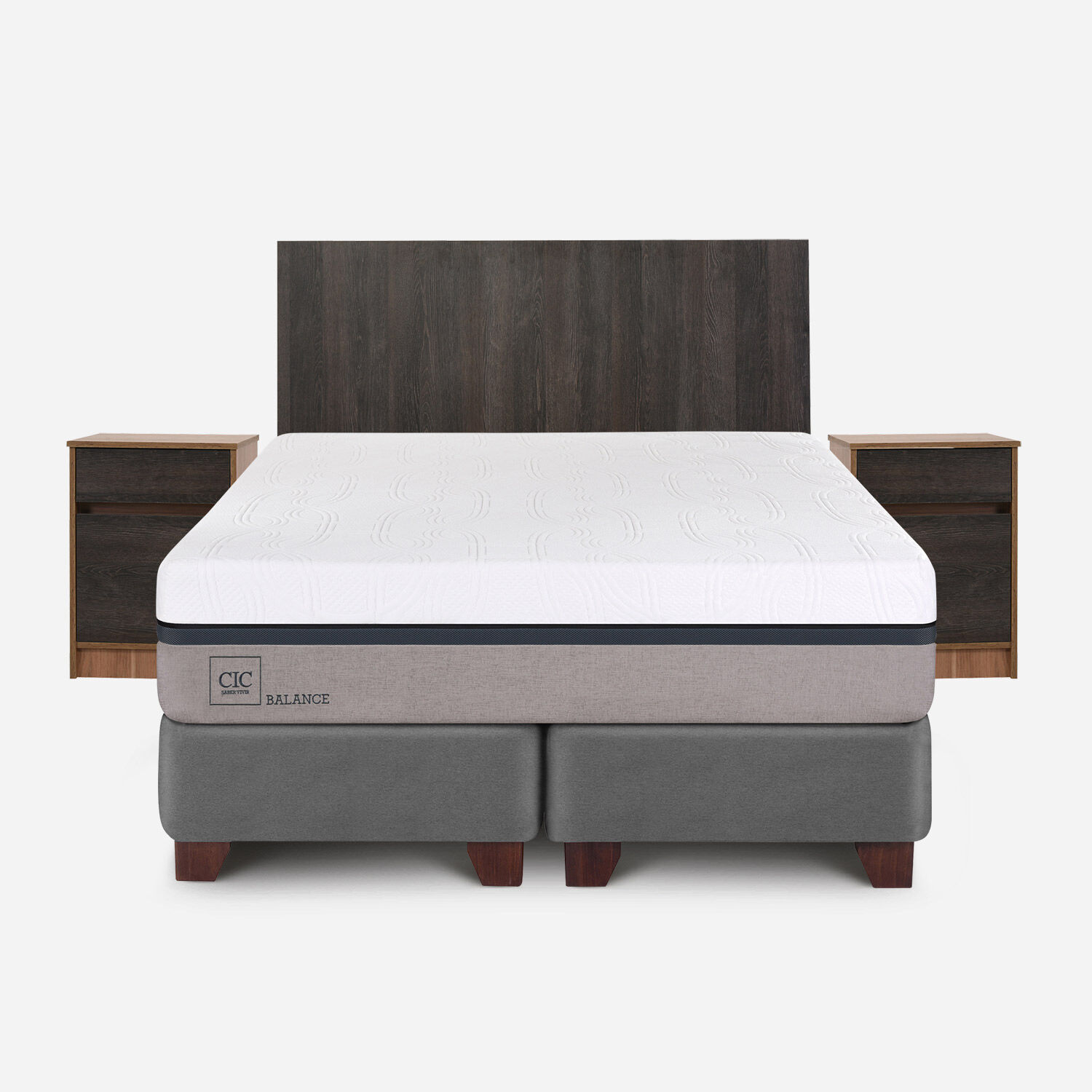 Box Spring 2 Plazas Balance + Set Espresso