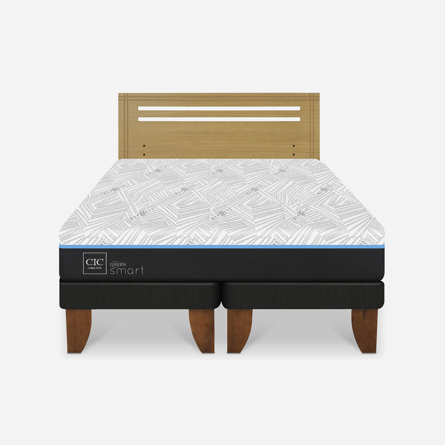 Cama Europea 2 Plazas Green Infinity Base Dividida Múnich Mostaza