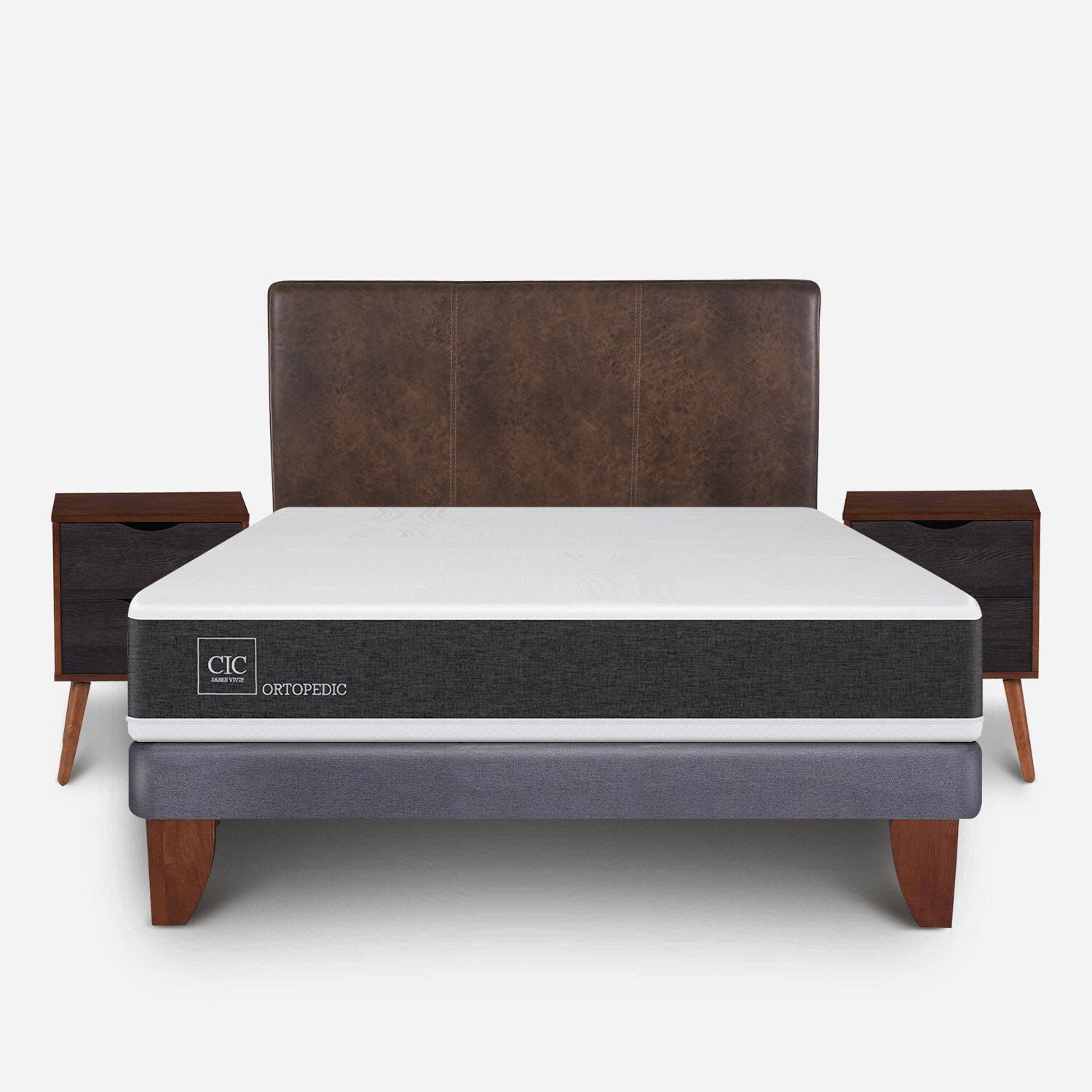 Cama Europea 2 Plazas Ortopedic Base Normal + Set Baker