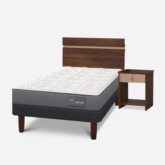 Cama Europea 1.5 Plazas Anatomic + Set Mica