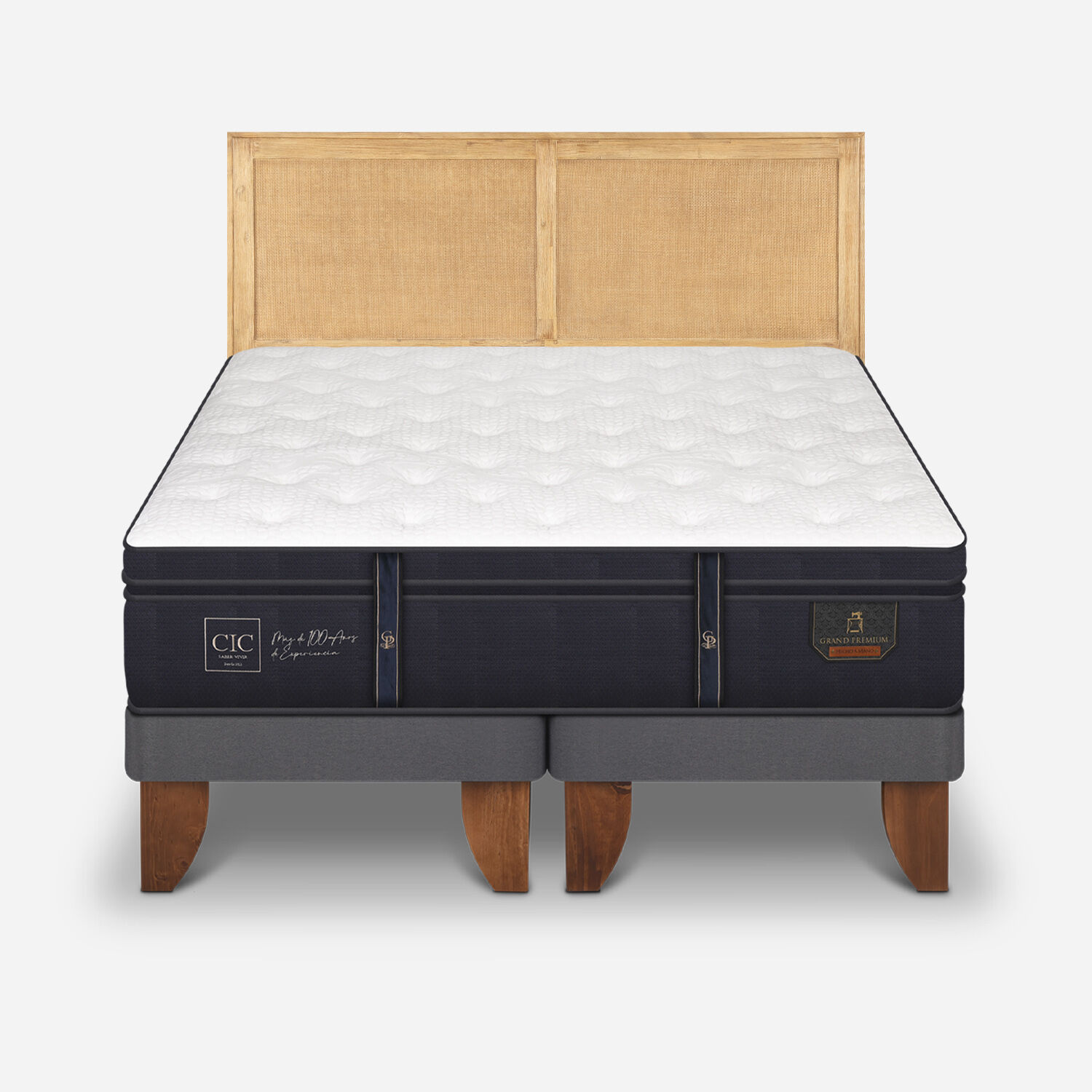 Cama Europea 2 Plazas Grand Premium + Respaldo Sava