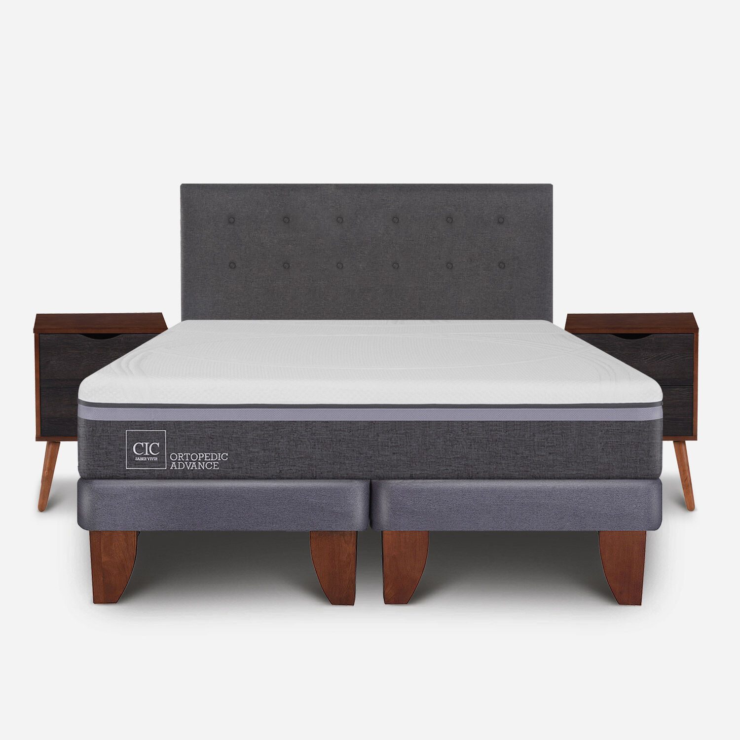 Cama Europea 2 Plazas Ortopedic Advance Base Dividida + Set Éufrates