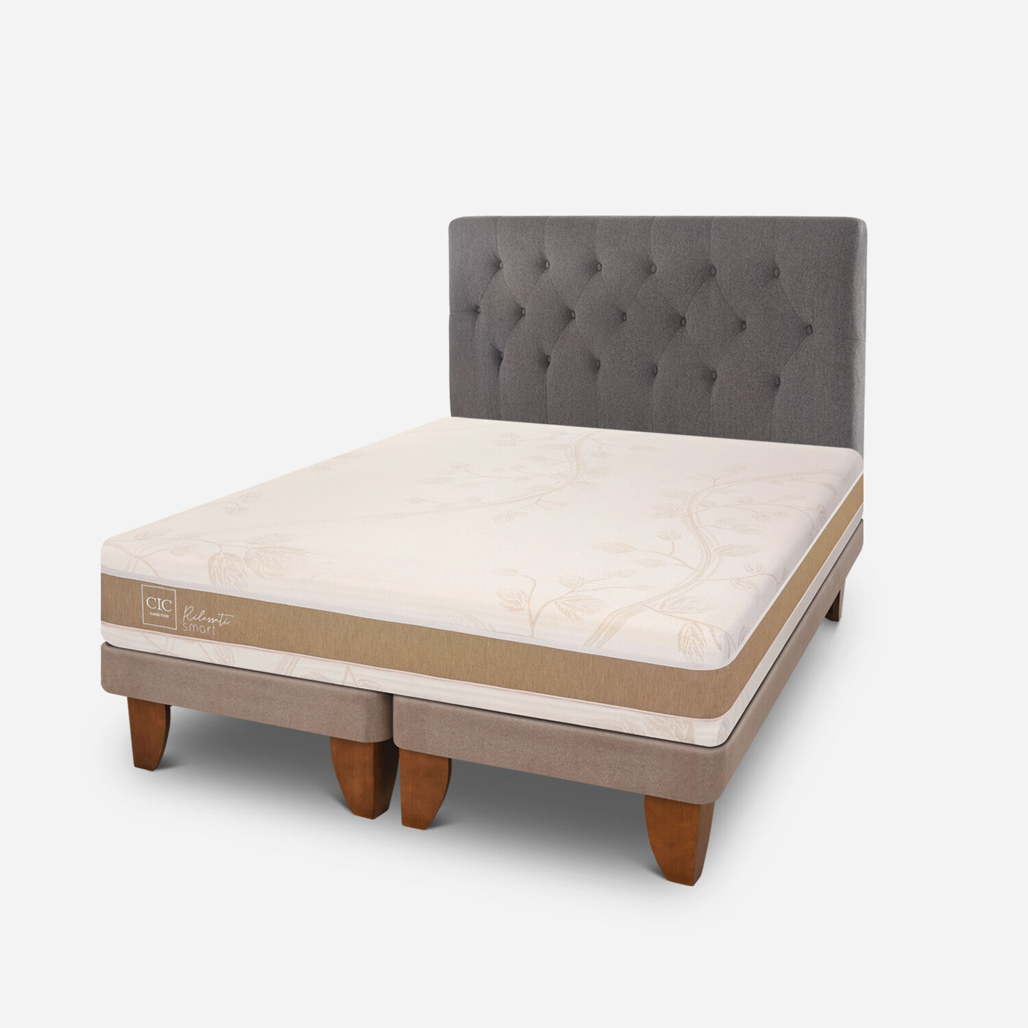 Cama Europea 2 Plazas Rilassati Infinity Base Dividida + Respaldo Kavery