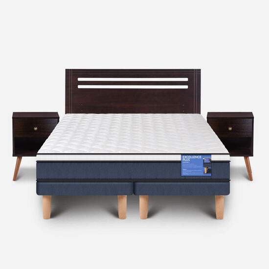 Cama Europea 2 Plazas Excellence Plus Base Dividida + Set Múnich