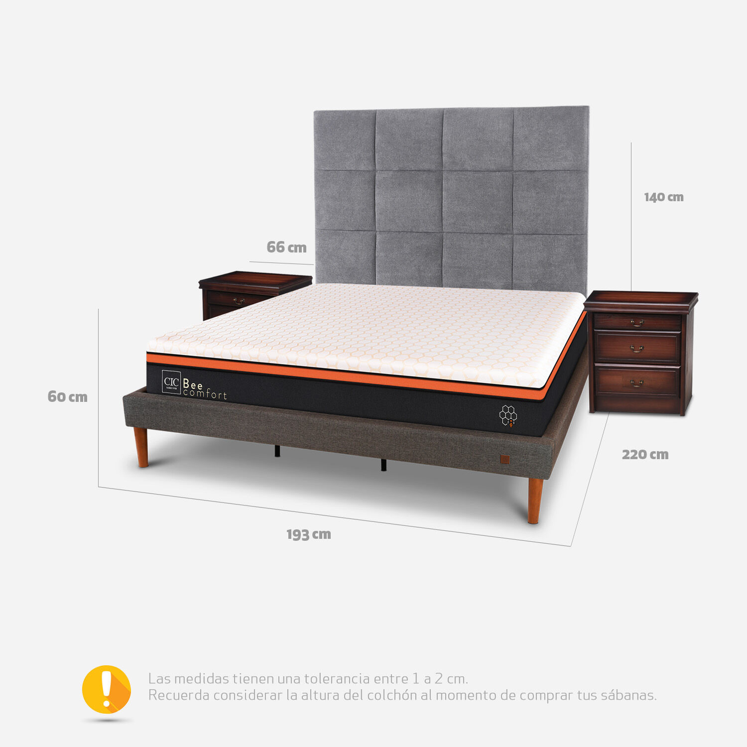 Cama Europea Curve King Bee Comfort + Set T&aacute;mesis