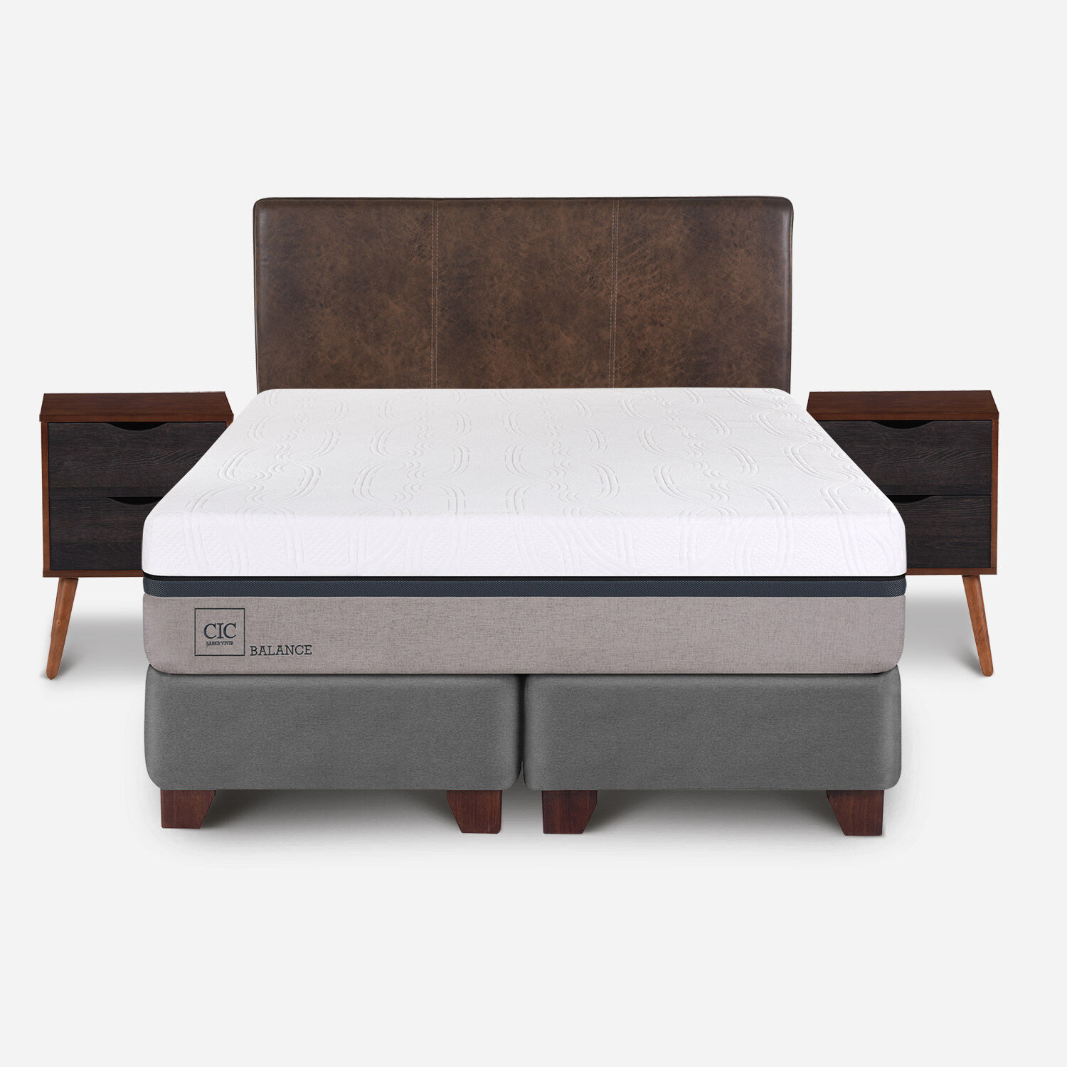 Box Spring 2 Plazas Balance Base Dividida + Set Baker