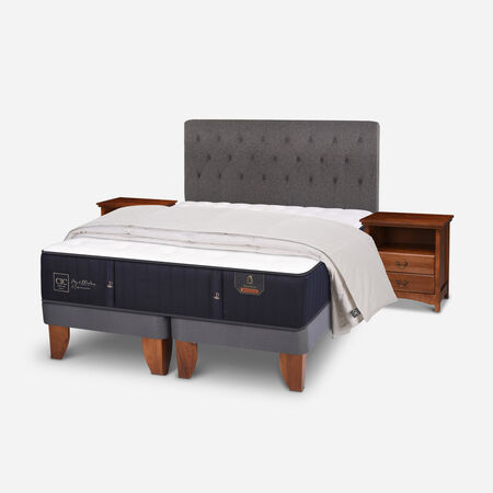 Cama Europea King Premium + Set Kaveri + Plum&oacute;n 100% Pluma de Ganso