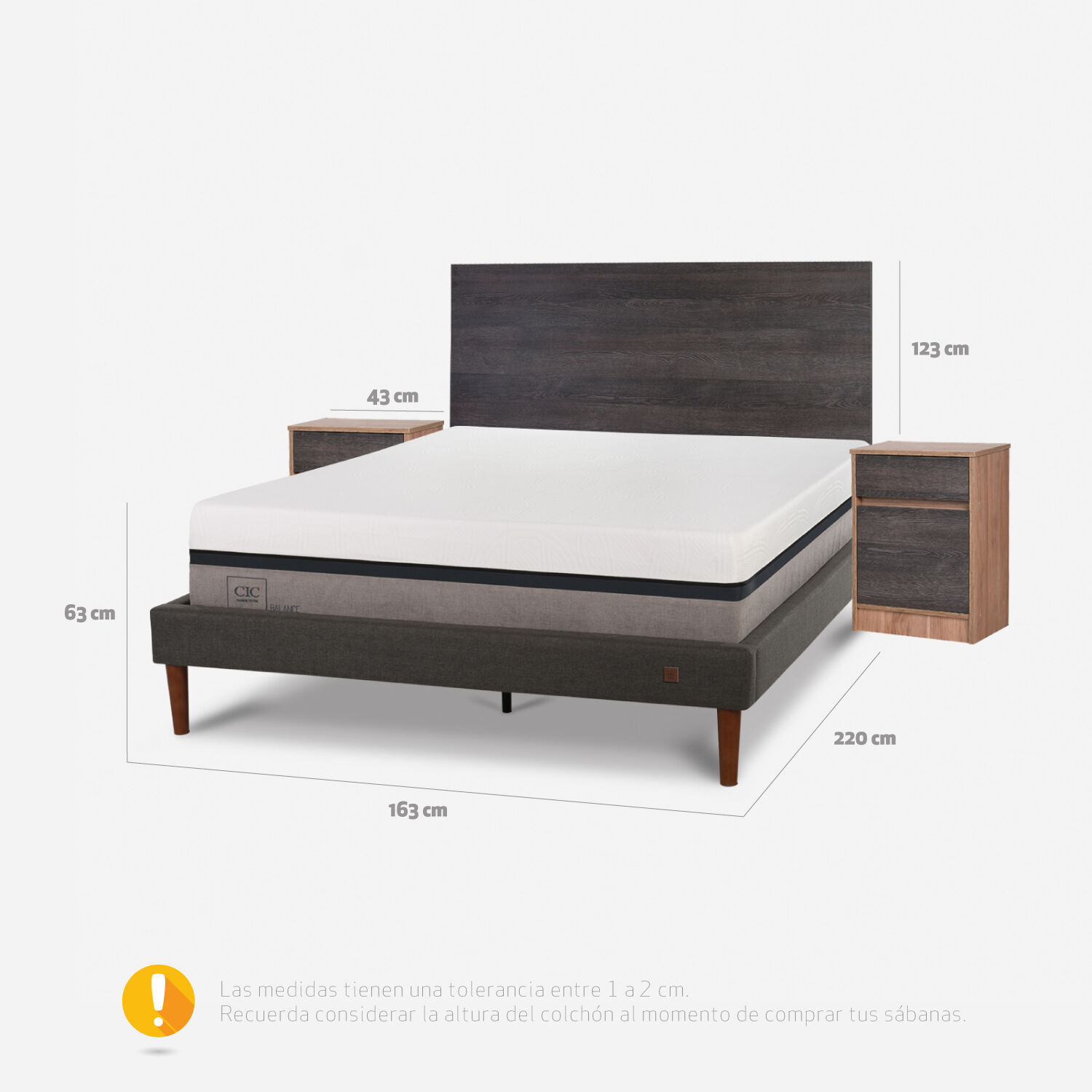 Cama Europea Curve 2 Plazas Balance + Set Espresso